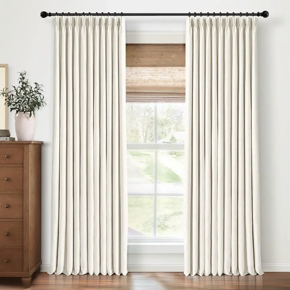 CAPALOCA Blackout Pinch Pleated Curtains 40”x 96″ Long • Linen Blend • Pack of 2